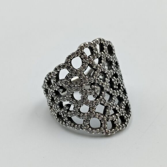 Pandora ALE Sterling Silver 925 CZ Shimmering Lace Ring Sz 6.5 54 Retired - Picture 4 of 16